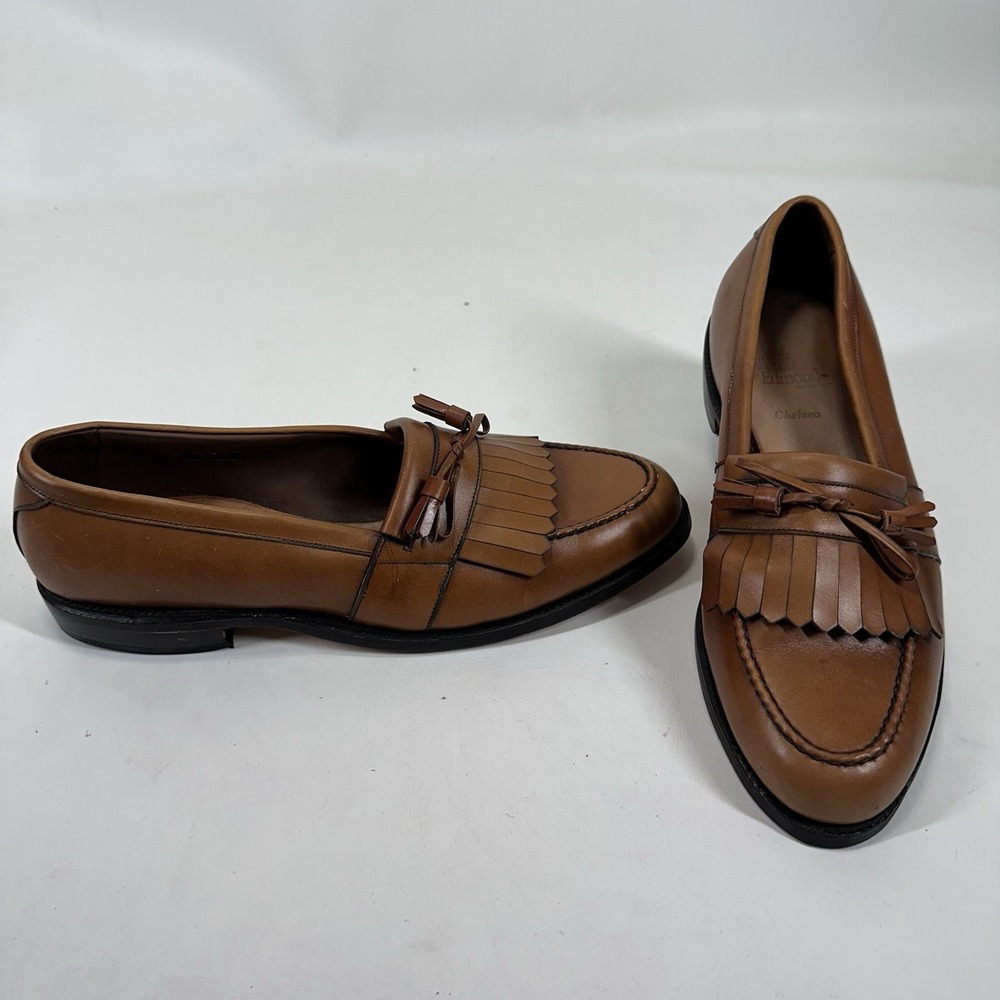 Allen Edmonds Chelsea Brown Leather Slip-On Kiltie Loafer Shoes Men's US 10.5 C